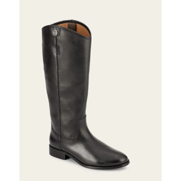 FRYE Melissa Button 2 Riding Boots Tall Leather Block Heel Flat, Black - Picture 11 of 12